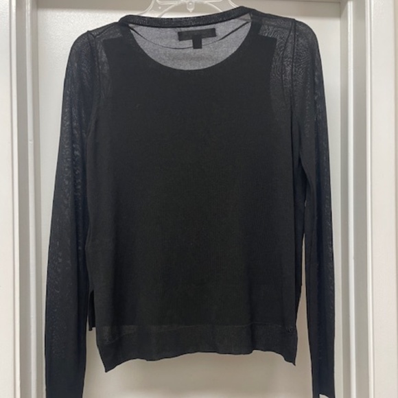 Elizabeth and James Black Lamb Leather Knit Top EUC - Picture 9 of 9